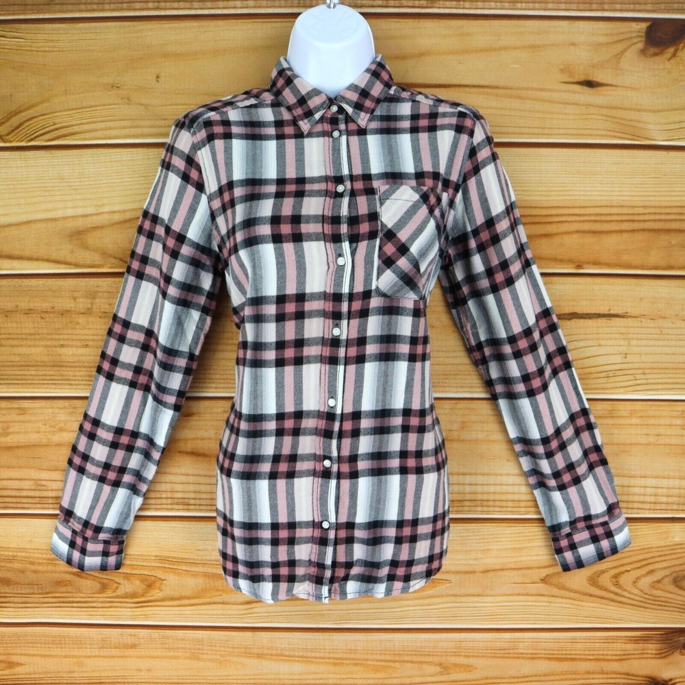 Express Long Sleeve Button Up Shirt Boyfriend Fit Womens Sz XS Multicolor Plaid